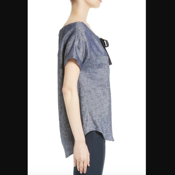 Theory Velvela Chambray Shirt In Deep Denim M - Picture 3 of 10